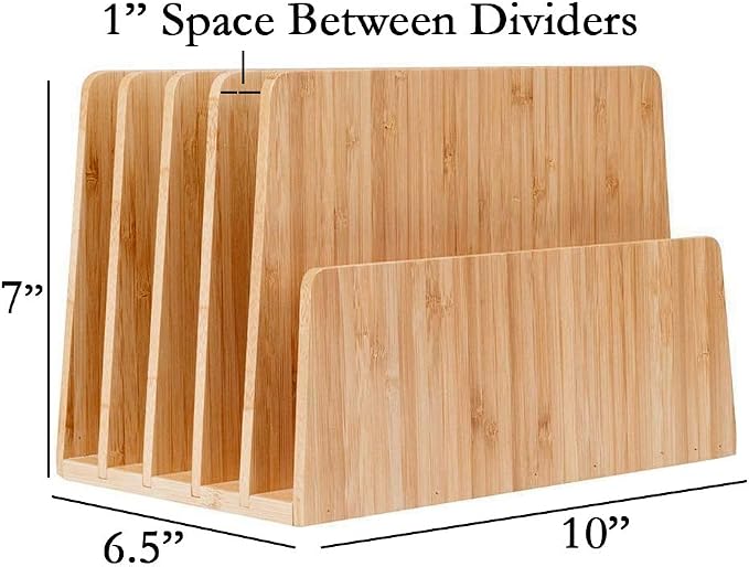 MobileVision Bamboo Desktop File Folder Organizer and Paper Tray, 5 Slots - Image 3
