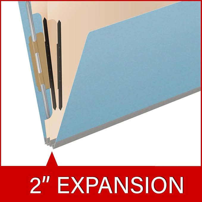 25 Pt. Pressboard Classification Folders, Full Cut End Tab, Letter Size, 2 Dividers, Light Blue (Box of 10) - Image 7