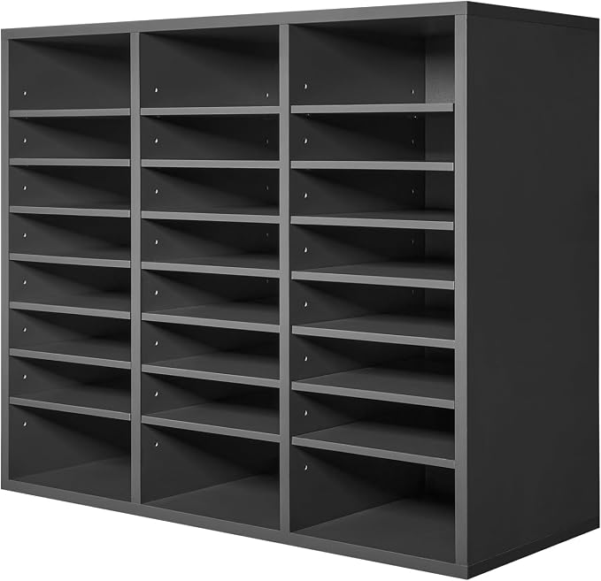 VEVOR Literature Organizer, 24 Compartments Office Mailbox with Adjustable Shelves, Wooden Mailbox Sorter Medium Density Fiberboard Office Home Classroom Storage for Files, Documents, Papers, Grey - Image 9