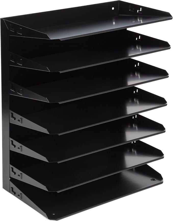 Huron Desktop Horizontal 7-Slot Legal File Binder Organizer Storage Letter Tray, Black Commercial Grade Steel - Image 5