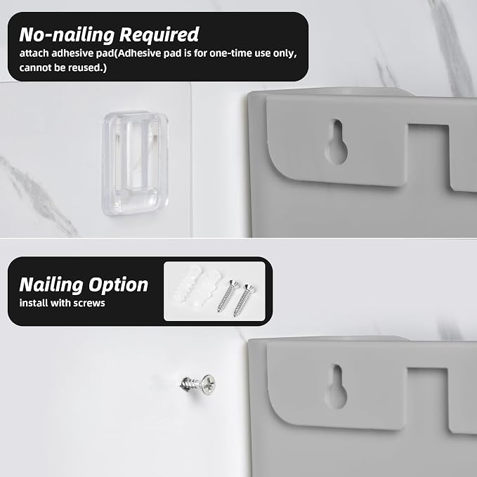 Jomola No Drilling Wall Mount File Holder - Office Wall Hanging Files & Magazines Organizer - Plastic Door Mount with Adhesive Pad, Gray (1 Count) - Image 3
