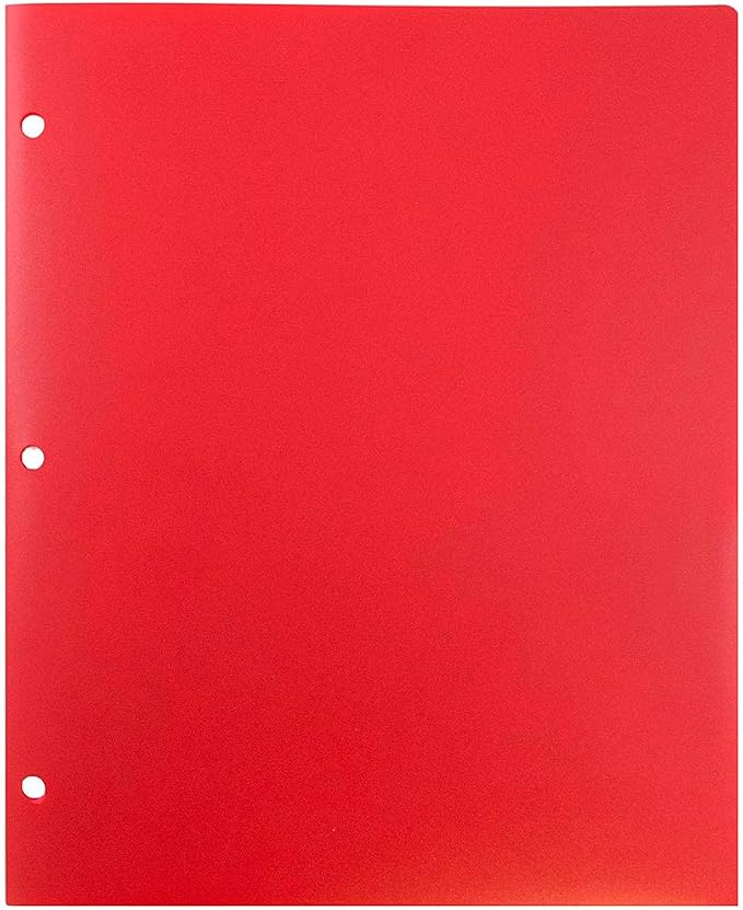 JAM PAPER Heavy Duty Plastic 3 Hole Punch Pocket Folders - Extra Tough School Folders - Red - 6/Pack - Image 7