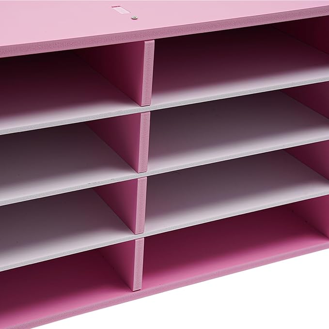 Literature Organizer 12 Slots Desk File Literature Sorter Mailbox Sorter Paper and Mail Organizer Desktop Paper Storage Holder for Home, Office and Classroom (31.46*12.13*11.81in, Pink) - Image 7