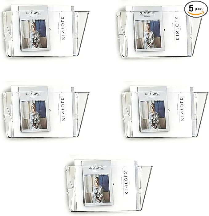 MINDEPOT 5 Pockets Acrylic Wall File Organizer Clear File Holder for Office by MINDEPOT