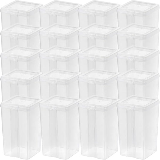 IRIS USA Vertical Plastic Flip Top Storage Containers Bins with Lids for Pantry, Home, Office, Organization, Medium, Stackable Hinged Organizer with Latches, Clear, 20 Pack by IRISUSA
