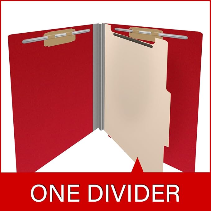 25 Pt. Pressboard Classification Folders, Full Cut End Tab, Letter Size, 1 Divider, Deep Red (Box of 10) - Image 8