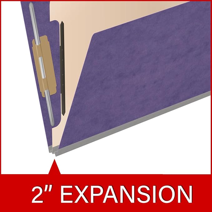 25 Pt. Pressboard Classification Folders, Full Cut End Tab, Letter Size, 1 Divider, Purple (Box of 10) - Image 7
