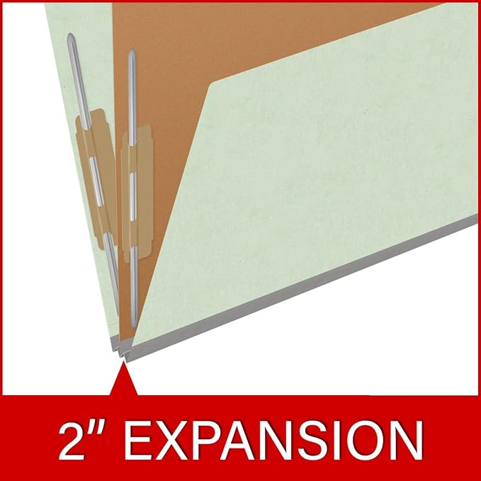 25 Pt. Pressboard Classification Folders, 2/5 Cut ROC Top Tab, Letter Size, 1 Pocket Divider, Pale Green (Box of 10) - Image 7
