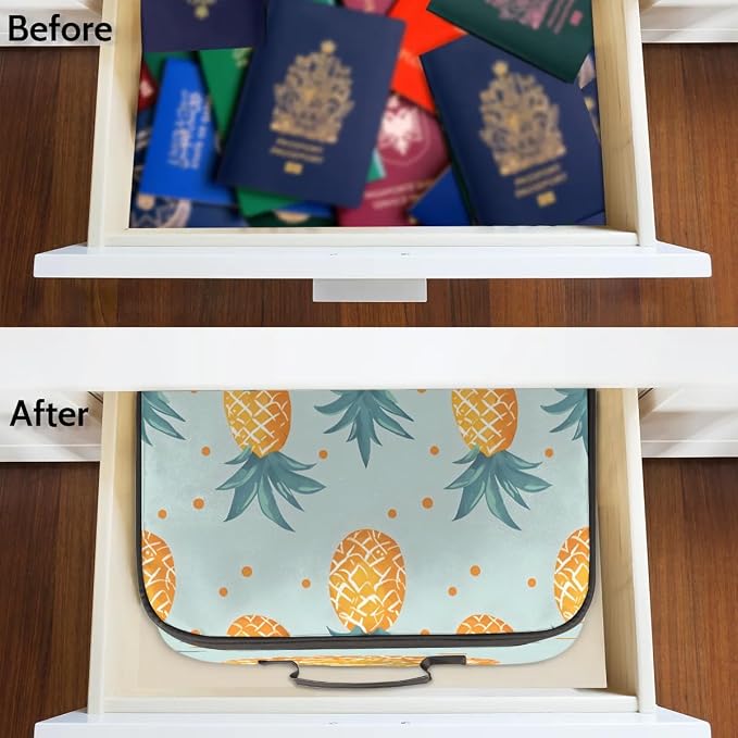 File Organizer Pineapples Fruit Print Document Organizer with Handle Portable File Organizer Bag Home Travel Storage Bags for Files Laptop Certificates - Image 6