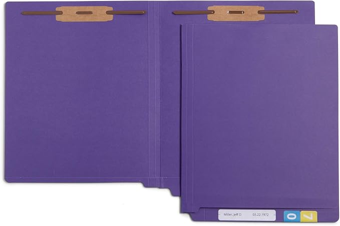 Blue Summit Supplies 50 End Tab Fastener File Folders, Purple | Reinforced end tab, letter size, 11pt, 2 prong bonded fasteners, for medical files, reports, and office records - Image 3