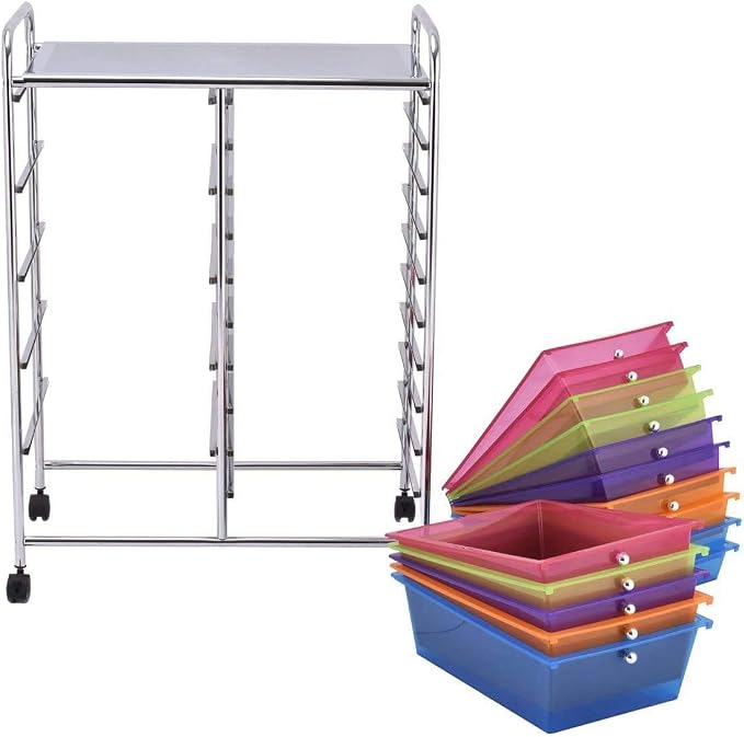 Moccha 15-Drawer Rolling Storage Cart - Under Desk Storage Drawers with wheels for Craft Art Supply Paper Salon, Scrapbook Paper Tools, Mobile Utility Cart for Classroom (15 Drawers, Rainbow) - Image 7