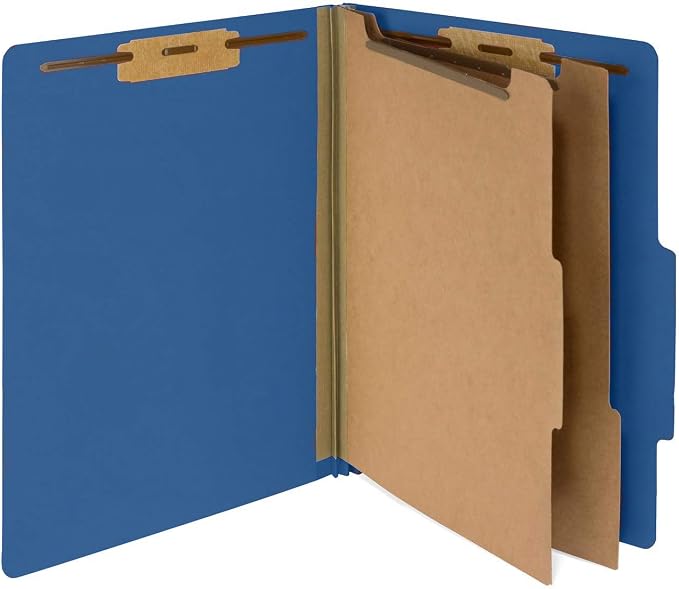 Blue Summit Supplies 30 Classification Folders, 2 Divider, Dark Blue | Heavy-duty letter size, 2 in expansion, 2 prong fasteners, 2 dividers, for medical and legal files - Image 5