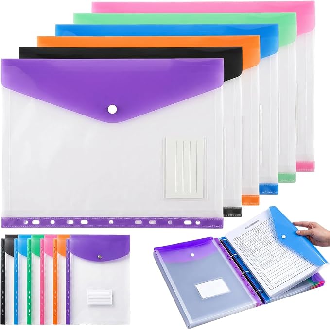 11-Hole Expanding File Pockets Assorted Colors, Folder for Binder to Help Organize Documents, Receipts, Notes and Paperwork While Keeping Files Neatly Separated，6PCS-A by Unknown