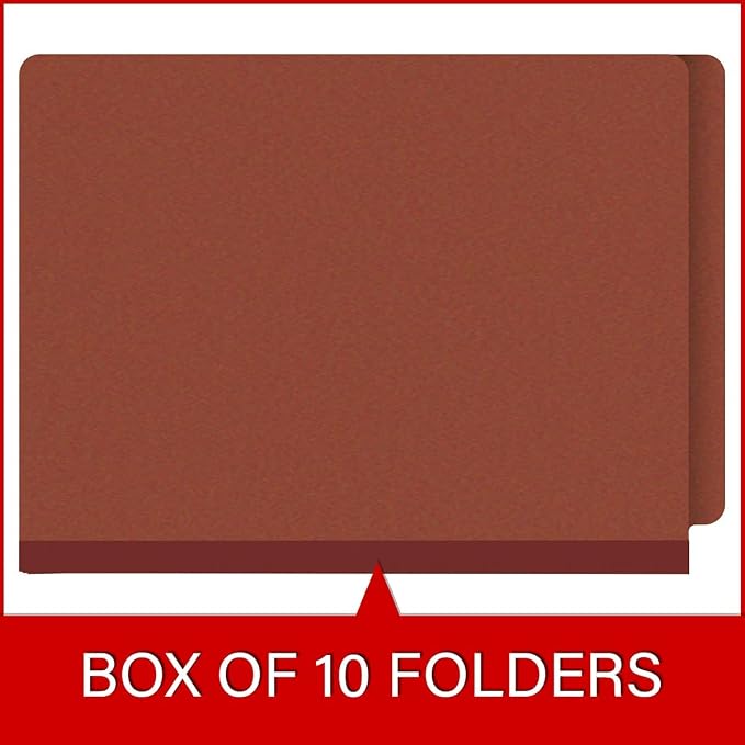 25 Pt. Pressboard Classification Folders, Full Cut End Tab, Letter Size, No Dividers, Brick Red (Box of 25) - Image 6