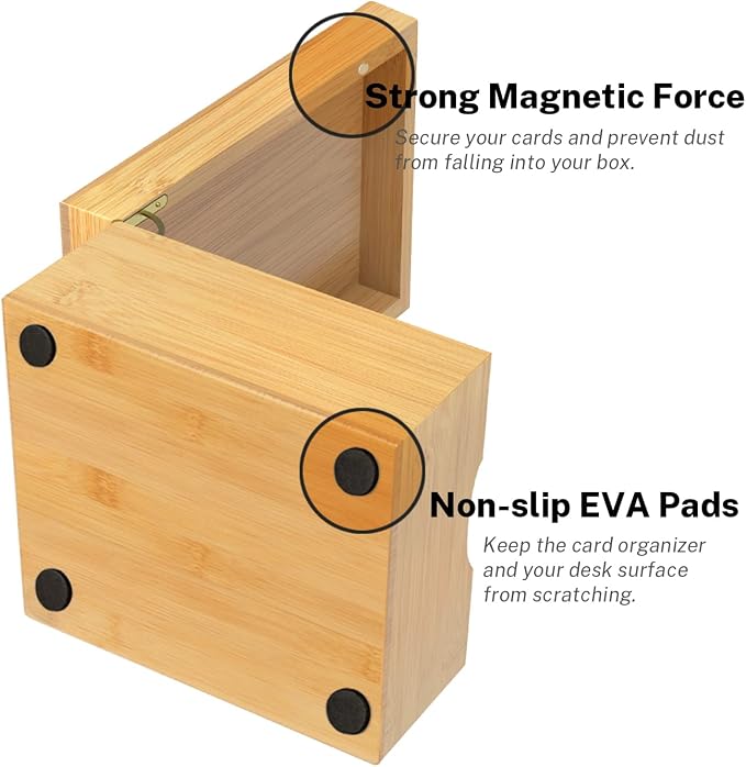Neando Extra-Large Bamboo Index Card Organizer for 5x8 Cards – Wooden Storage Box with Lid, 4 Compartments, 600-Card Capacity, Includes 20 Tabbed Guides – Natural Filing Box for Home & Office - Image 3