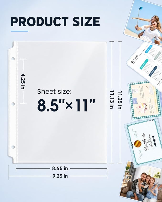 KTRIO Sheet Protectors for 3 Ring Binder 800 Pack, Plastic Sleeves 8.5 x 11 | Clear Page Protectors, Acid-Free Plastic, Fits Letter Size Paper Documents, Top Loading, Business Office School Supplies - Image 7