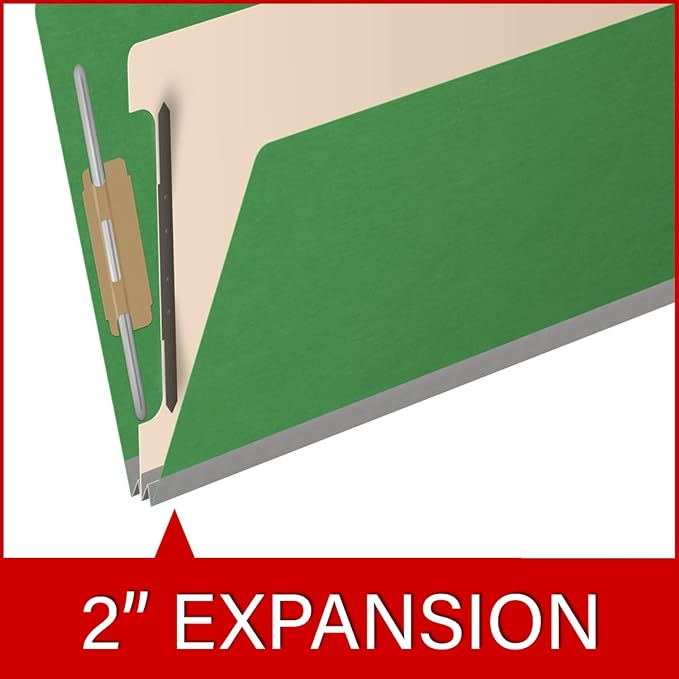 25 Pt. Pressboard Classification Folders, 2/5 Cut ROC Top Tab, Legal Size, 1 Divider, Moss Green (Box of 10) - Image 7