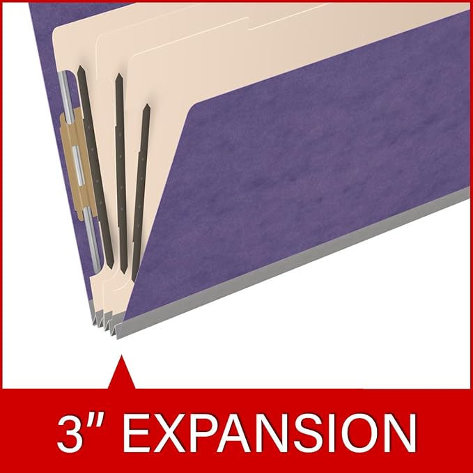 Pressboard Classification Folders, Full Cut End Tab, Legal Size, 3 Dividers, Purple (Box of 10) - Image 7