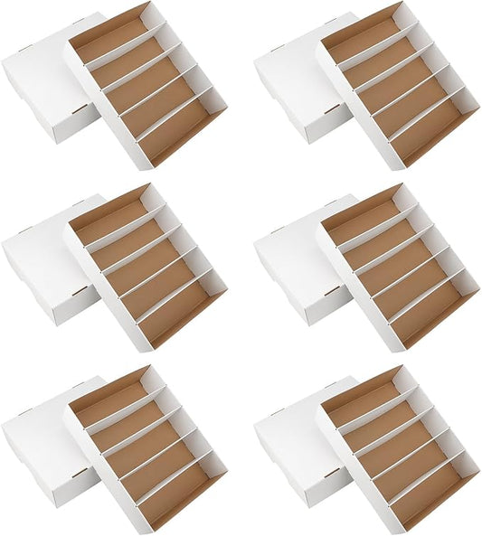 6 Pack Card Storage Box, 3700 Count Trading Card Storage Box White Sports Storage Card Box Organizer Sorting Tray Cards Sleeve Cases Box for Storing Protecting and Organizing Soccer Cards by HIMOMO