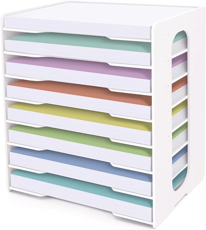 SONGWAY Large File Organizer for Desk - 8 Tier Legal Size Paper Storage Holder, File Sorter, Letter Mail Tray, Desktop Paper Storage Organizer for Home Office School by SONGWAY