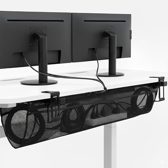 VIVO No Drill Clamp-on 44 inch Mesh Net Under Desk Cable Management Wire Organizer, Adjustable Home Office Standing Desk Cord Storage Sleeve, Black, DESK-AC44MH by Unknown