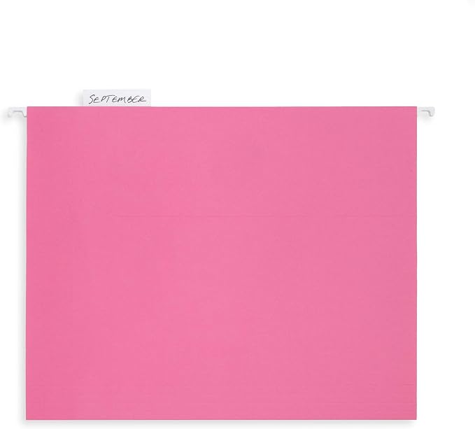 Blue Summit Supplies 50 Hanging File Folders, Letter Size, Pink | Reinforced letter size, 1/5 cut tabs, plastic tabs and inserts included, for filing cabinet, home, and office - Image 7