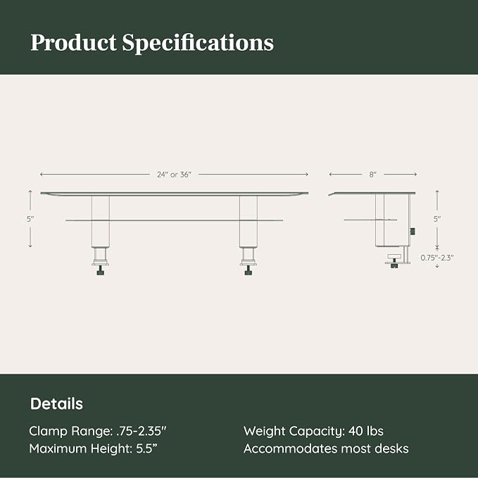 Branch Monitor Stand, Small Monitor Riser Second Tier Storage | Elegant, Durable Powder-Coated Steel Stand with Soft Felt Liner, White - Image 5