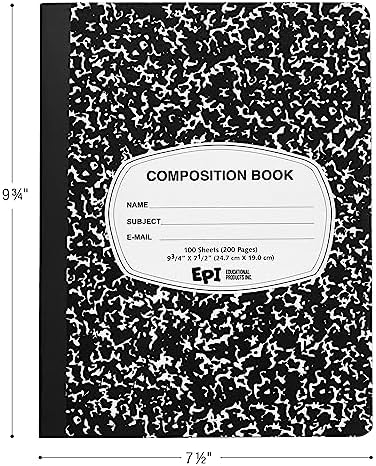 48 Pack - EPI Marble Hardcover Wide Ruled Composition Notebook | 200 Pages (100 Sheets), 9.75 x 7.5 in, Sturdy Sewn Binding | School, Office, Journaling, Notes - Image 2