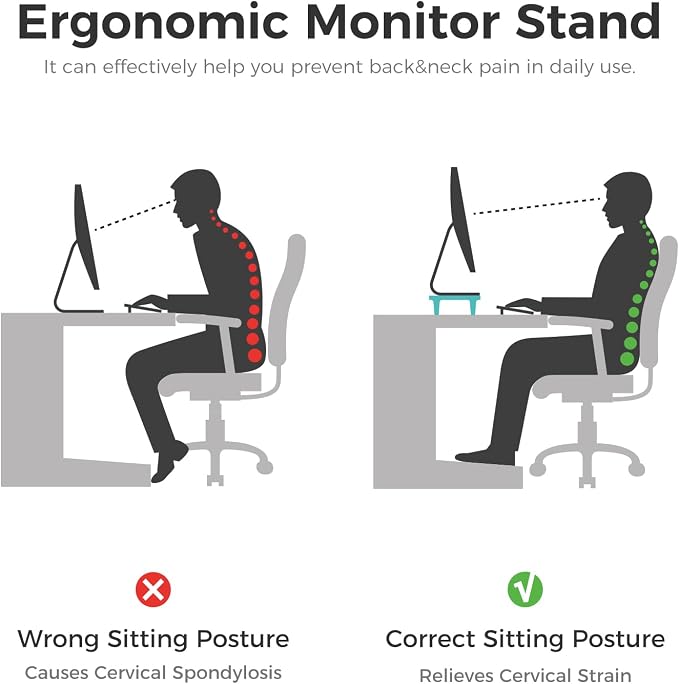 loukin Dual Monitor Stand Riser for Desk, 43.6"×8.2" Computer Stand, Black | Supports 22 lb, No Installation Required, Water-Resistant Surface, Fits Laptops and Printers, Ergonomic Design - Image 6