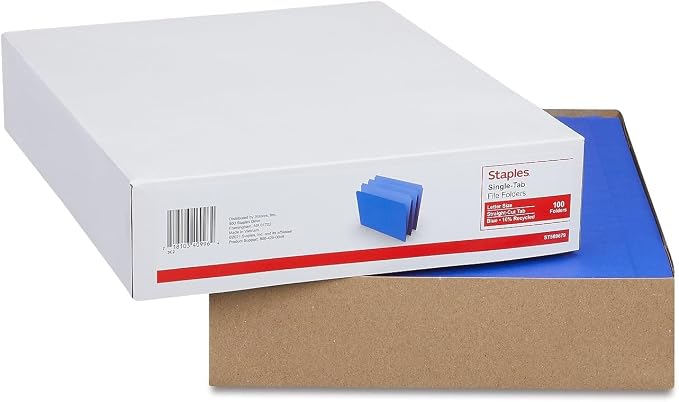 Staples File Folders, Single Tab, Letter Size, Blue, 100/Box (ST509679-CC) - Image 4
