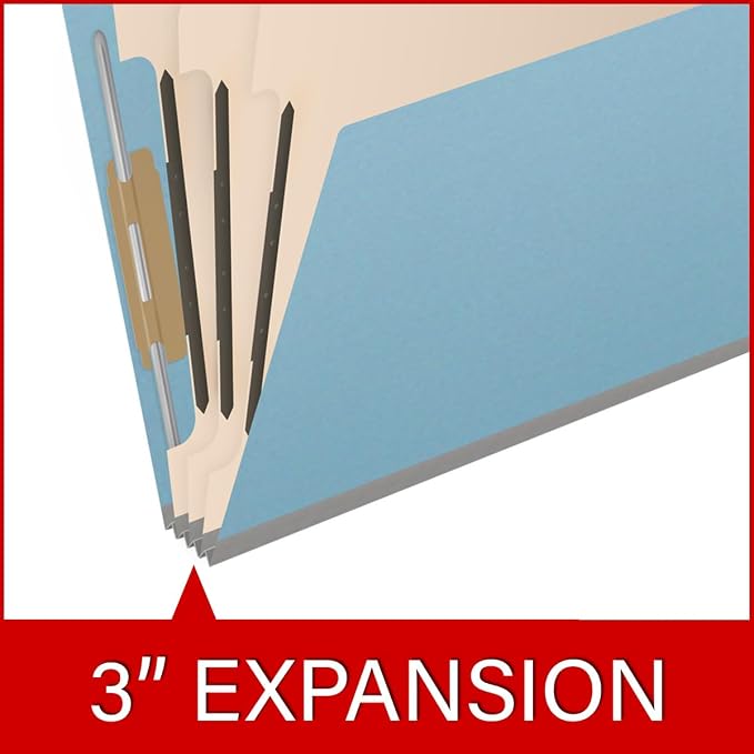 25 Pt. Pressboard Classification Folders, 2/5 Cut ROC Top Tab, Letter Size, 3 Dividers, Light Blue (Box of 10) - Image 7