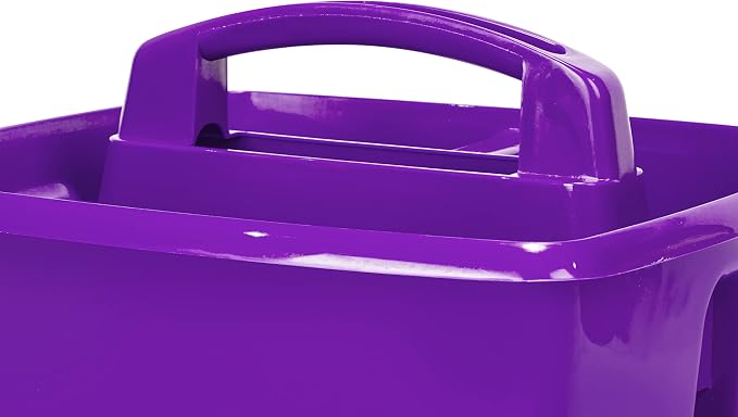 Storex 3-Compartment Small Caddy – Multipurpose Classroom Organizer with Handle, Purple, 5-Pack (00944U06C) - Image 5