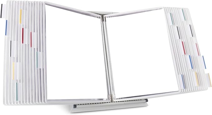 Tarifold Desktop Reference Display System, 30 Pockets, Expandable, White | 30 Double-Sided PVC Pockets, Holds 60 Letter-Size Sheets, Sturdy Metal Base, Quick-Find Indexing, Quick and Easy to Assemble by TARIFOLD