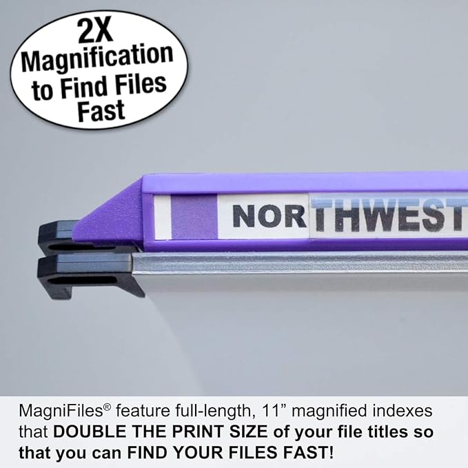 Ultimate Office MagniFile V-Bottom Hanging File Folders, Set of 10 Frost | 11" Magnified Lens DOUBLES The Size of File Titles to FIND FILES FAST and Allows for Longer File Descriptions. Letter Size - Image 3