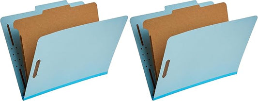 Amazon Basics Classification Folder for Documents and Organization, 1 Divider, 2" Embedded Fasteners, Letter Size, Light Blue, 10 Count (Pack of 2) by AmazonBasics