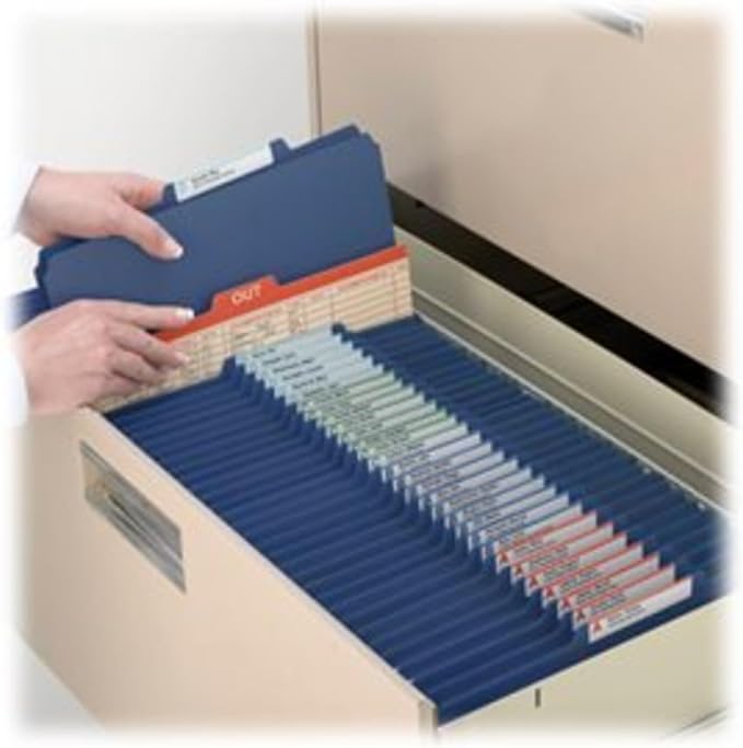Smead Pressboard Classification File Folder with SafeSHIELD Fasteners, 2 Pocket Dividers, 2" Expansion, Legal Size, Dark Blue, 10 per Box (19077) - Image 6