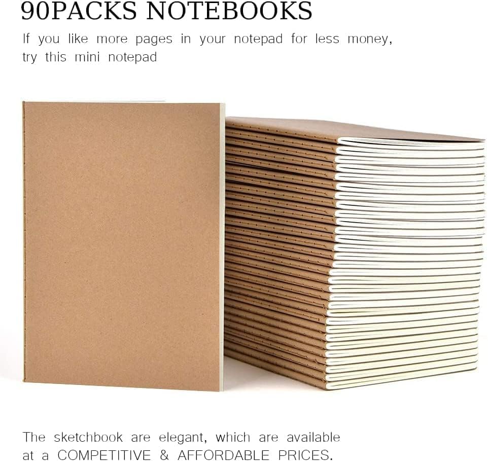 LIONSOUL 90 Pack Kraft Notebooks Bulk A5 Lined Journals 80 Pages Brown Journal Notebooks Sewn Binding Journals in Bulk for Office Notes Events - Image 5