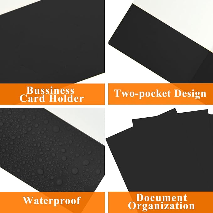 pmybupo 100Pcs Black Two-Pocket Heavyweight File Folder,Letter Size,Paper File Folder for School Office Home Bussines - Image 3