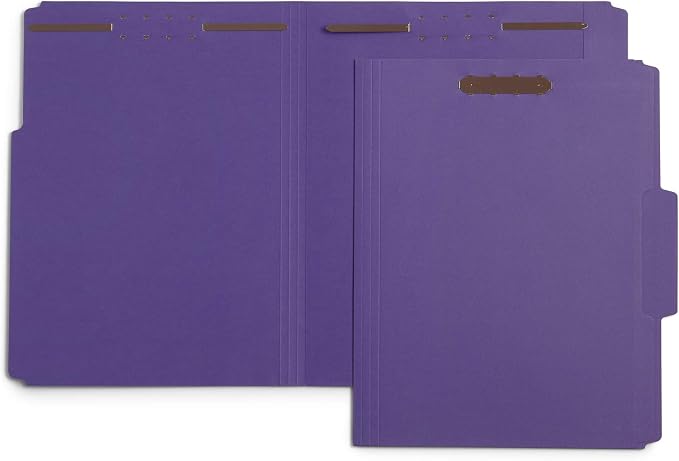 Blue Summit Supplies 50 Fastener File Folders, 1/3 Top Tab, Purple | Reinforced 1/3 top tab, letter size, 11pt, embedded fasteners, for medical files, reports, and office records - Image 3