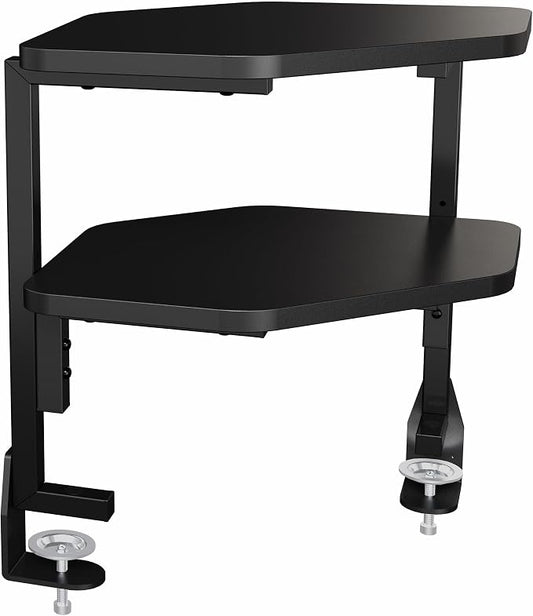 VIVO Corner Clamp-on 17 inch Above or Below Desk 2-Tier Shelving Unit for Table Accessories, Gaming Devices, and More, Storage Desk Attachment Organizer, Black, STAND-SHELF2CR by Unknown