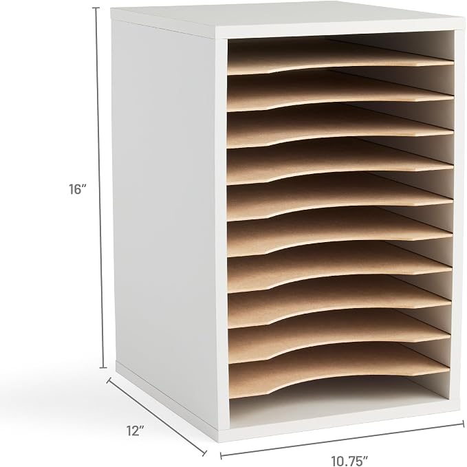 Safco Vertical Literature Organizer, 11 Compartments, Office and Classroom Mailbox with Adjustable Shelves, Wood Paper and Mail Sorter, Modern Gray - Image 7