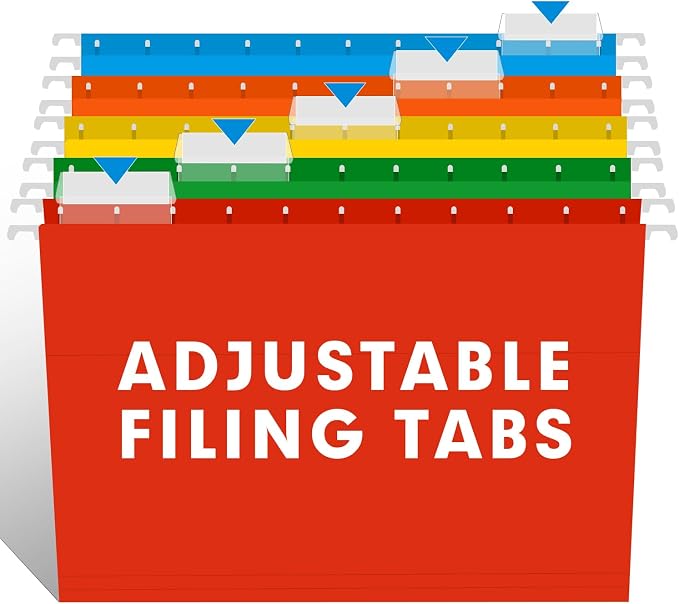 Hanging File Folders, RAZCC 60 Pack Reinforced Hanging Folders Letter Size, Designed for Bulky Files, Filing Cabinet, Adjustable Tabs, Assorted Colors - Image 5