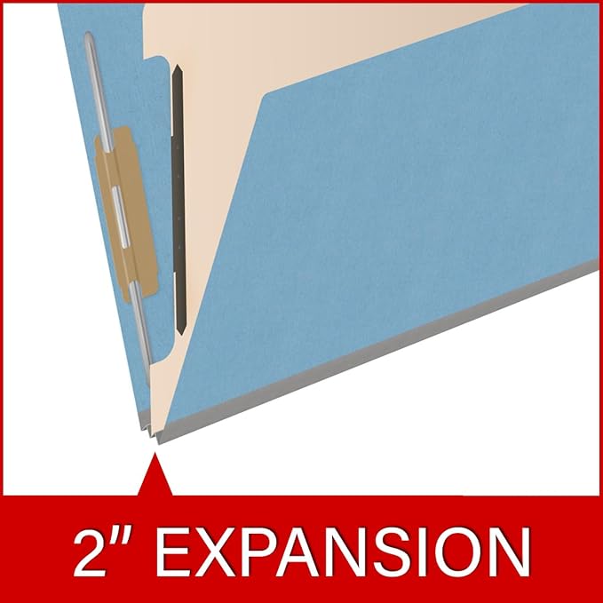 Heavy Duty End Tab Color Folders, 2/5 Cut ROC Top Tab, Letter Size, 1 Divider, Blue (Box of 10) - Image 7