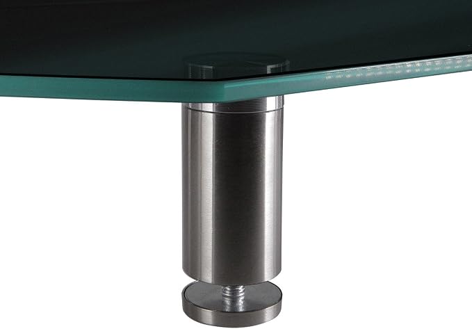 Monoprice Medium Multimedia Desktop Stand, Black Glass (27.6" x 12.2" x 3") - Stand & Riser, Laptop Stand, Desktop TV Stand, Dual Monitors w/ Height Adjustable Legs - Workstream Collection (116360), 25.6" x 11.0" - Image 4
