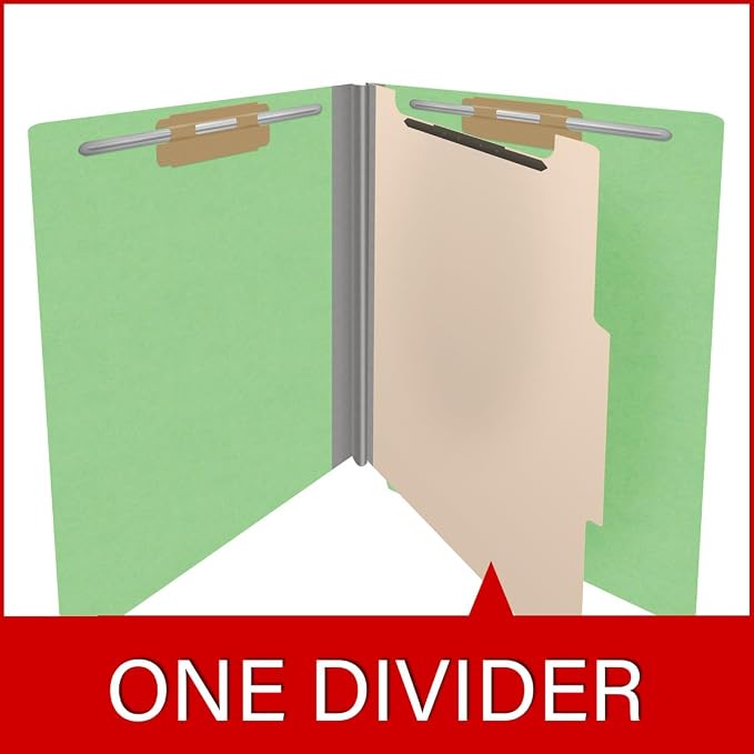 Ecom Folders Heavy Duty Top Tab Classification Folders | Letter Size 18 Pt Stock with 1 Divider | 2/5 Cut Right Position Tab for Medical, Legal and Office Documents | Green, Box of 10 - Image 8