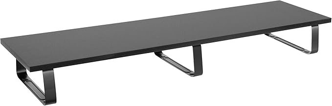 Mount-It! 39" Extra Long Dual Monitor Stand Riser – Ergonomic Desk Organizer for 2 Monitors, Laptop, TV, or Printer – Heavy-Duty Steel & Wood Desktop Shelf with Storage – Supports 44 Lbs – Black - Image 2