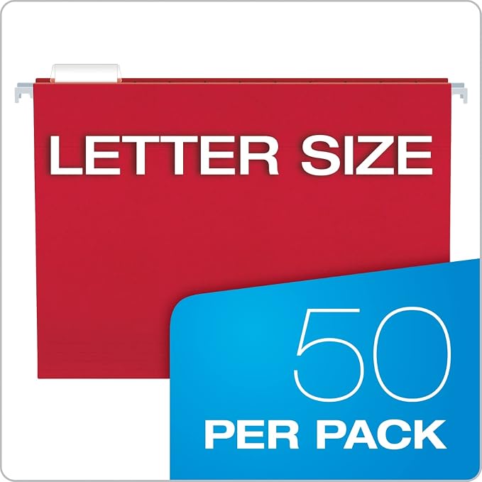 Pendaflex Colored Hanging File Folders Letter Size with 1/5 Cut Adjustable Tabs, 8.5 X 11-50 Pack of 12 Assorted Colors - Image 4