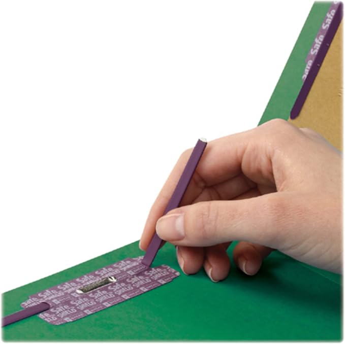 Smead Pressboard Classification File Folder with SafeSHIELD Fasteners, 1 Divider, 2" Expansion, Letter Size, Green, 10 per Box (13733) (Pack of 1) - Image 7