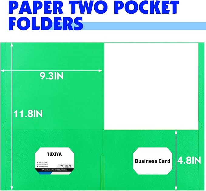 TUXIYA Folders with Pockets, 2 Pocket Folders 110 Pack, Assorted 10 Colors, Letter Size Thick Paper Pocket Folder for School Office Business Home - Image 2