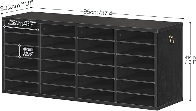 HOOBRO Literature Organizers, 24 Compartments Office Mailbox with Adjustable Shelves, Wood Countertop Literature Sorter for Office, Home, Classroom, Mailrooms Organization Black BK64WF01 - Image 3